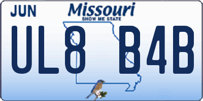 MO license plate UL8B4B