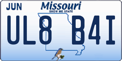 MO license plate UL8B4I