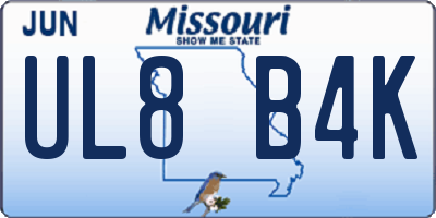MO license plate UL8B4K