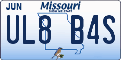 MO license plate UL8B4S