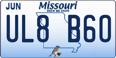MO license plate UL8B6O