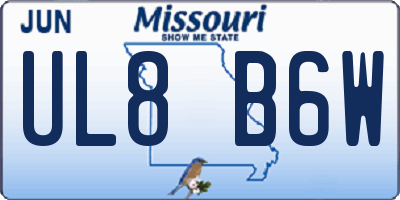 MO license plate UL8B6W