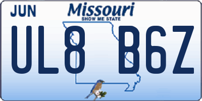 MO license plate UL8B6Z