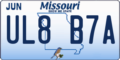 MO license plate UL8B7A