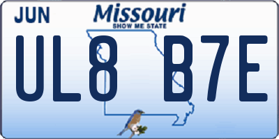MO license plate UL8B7E