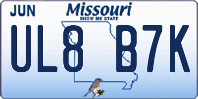MO license plate UL8B7K