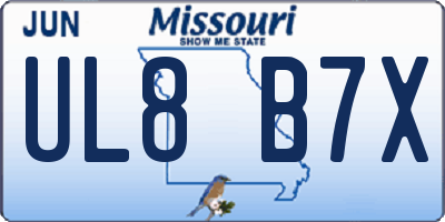 MO license plate UL8B7X