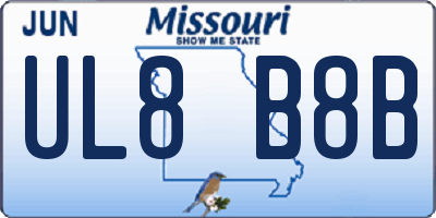 MO license plate UL8B8B