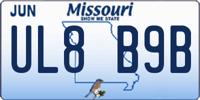 MO license plate UL8B9B