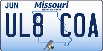 MO license plate UL8C0A