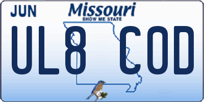 MO license plate UL8C0D