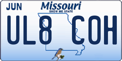 MO license plate UL8C0H