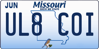 MO license plate UL8C0I