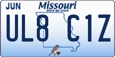 MO license plate UL8C1Z