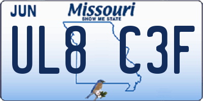 MO license plate UL8C3F