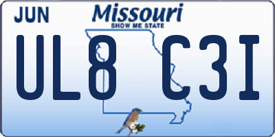 MO license plate UL8C3I