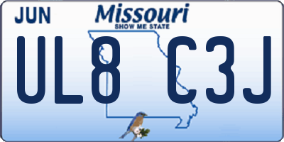 MO license plate UL8C3J