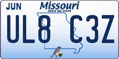 MO license plate UL8C3Z