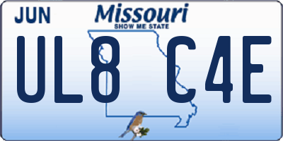 MO license plate UL8C4E