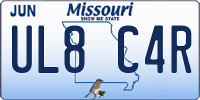 MO license plate UL8C4R