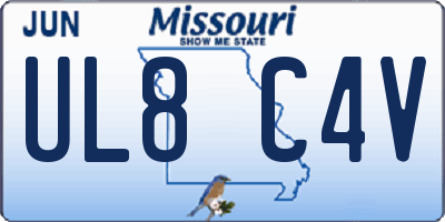 MO license plate UL8C4V