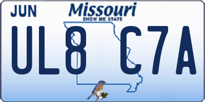 MO license plate UL8C7A