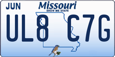 MO license plate UL8C7G