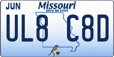 MO license plate UL8C8D