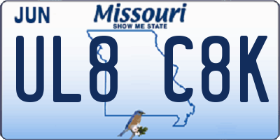 MO license plate UL8C8K