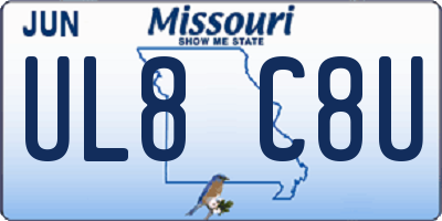 MO license plate UL8C8U