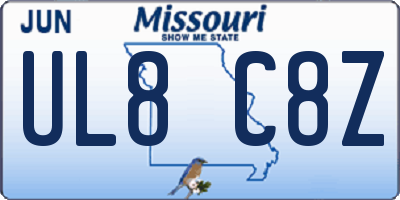 MO license plate UL8C8Z