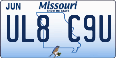 MO license plate UL8C9U