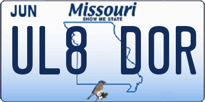 MO license plate UL8D0R