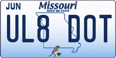 MO license plate UL8D0T