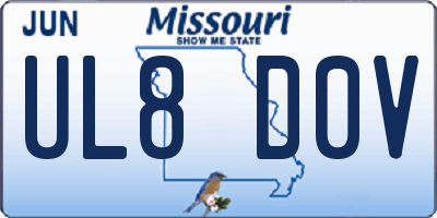 MO license plate UL8D0V