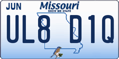 MO license plate UL8D1Q