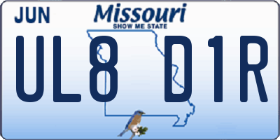 MO license plate UL8D1R