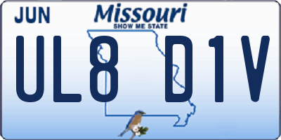 MO license plate UL8D1V