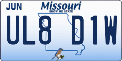 MO license plate UL8D1W
