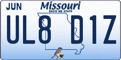 MO license plate UL8D1Z