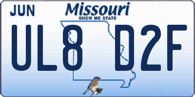 MO license plate UL8D2F