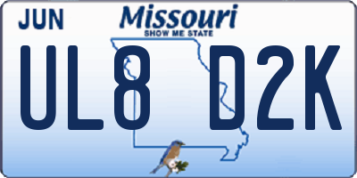 MO license plate UL8D2K