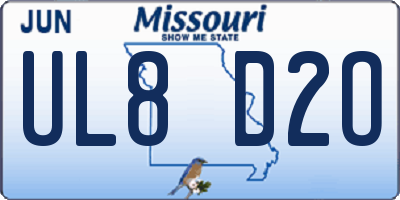 MO license plate UL8D2O