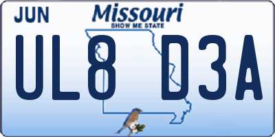 MO license plate UL8D3A
