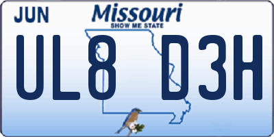 MO license plate UL8D3H