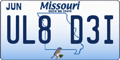MO license plate UL8D3I