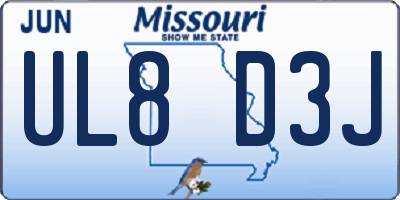 MO license plate UL8D3J