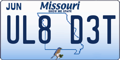 MO license plate UL8D3T