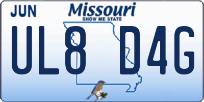 MO license plate UL8D4G