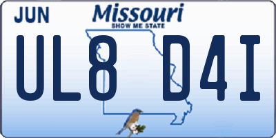 MO license plate UL8D4I
